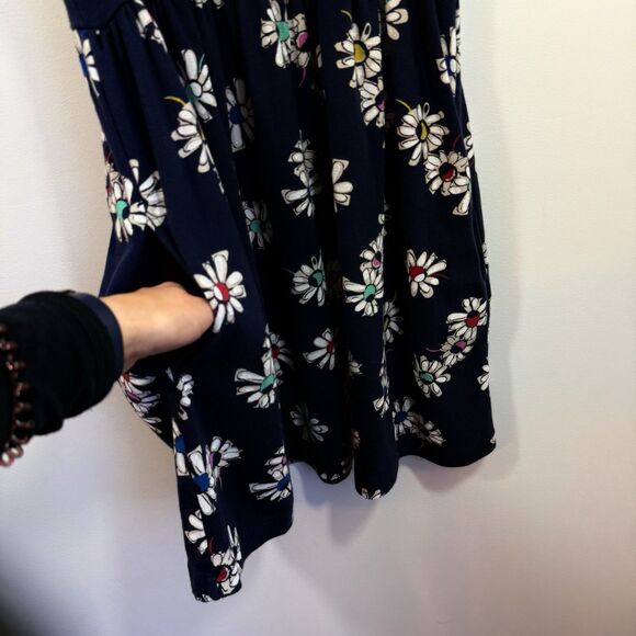 Hanna Andersson Floral Play Dress Girls Sz 8 Pockets Navy Sleeveless - Picture 6 of 12